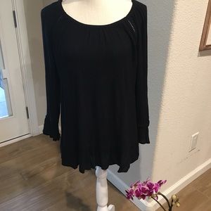 INC concepts Black Gauze blouse L
